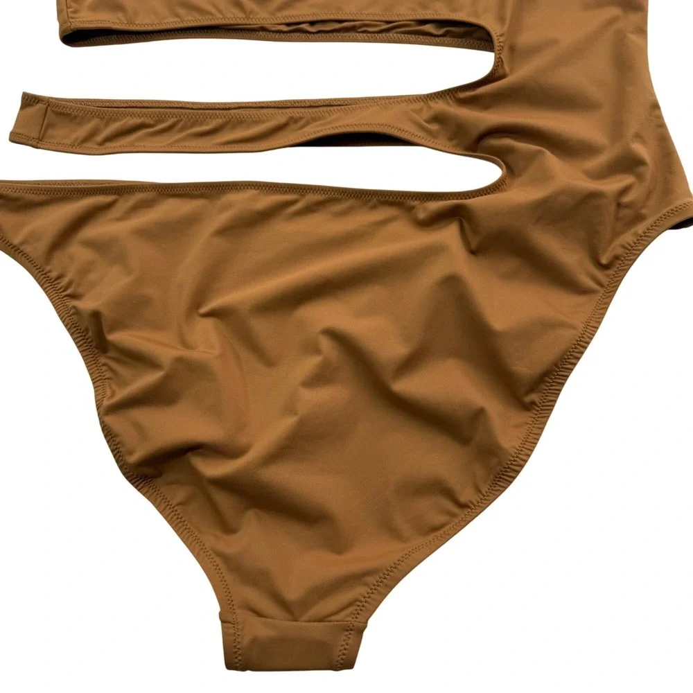 SKIMS Swim One Shoulder Monokini Almond 3X‎